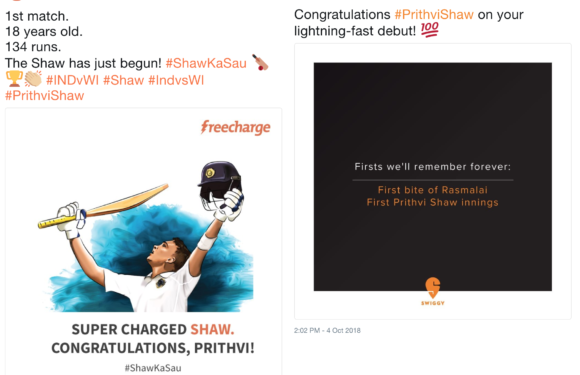 Prithvi Shaw’s 100 and the 1 Crore each from Freecharge and Swiggy