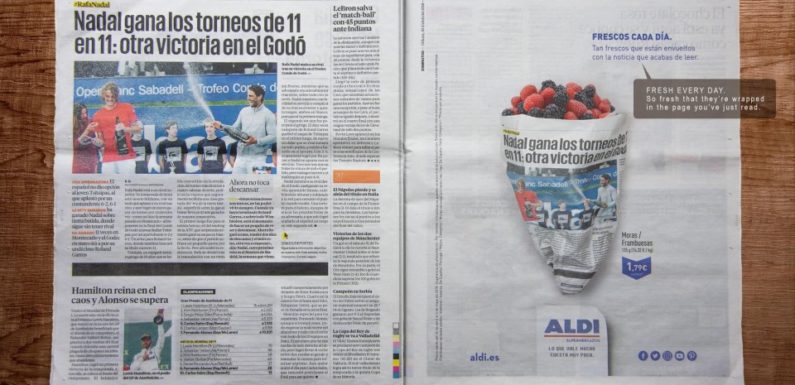 Aldi campaign reiterates that today’s newspaper is tomorrow’s/today’s garbage!