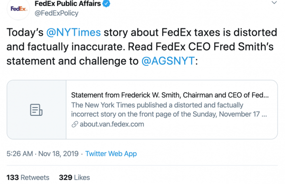 FedEx vs. The New York Times