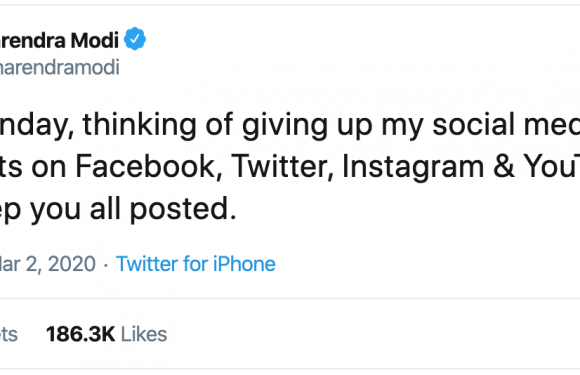 Modi ‘giving up’ his social media accounts