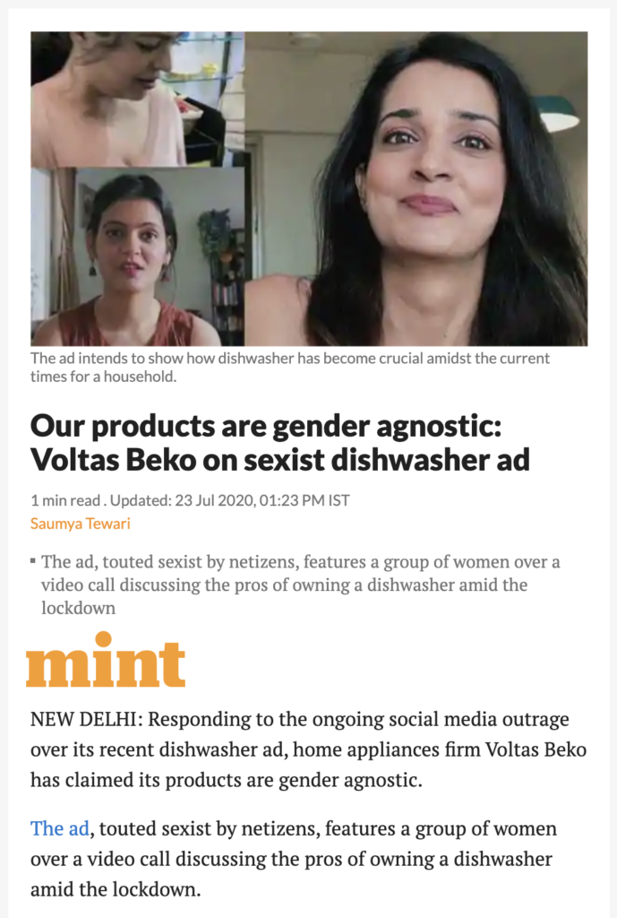 Gender and dishwashers Voltas Beko vs. Bosch